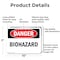 Signmission Biohazard Danger Sign, Aluminum, 10in W x 7in L, 2PK OS-2PACK-DS-A-710-L-2411 - alternate 7